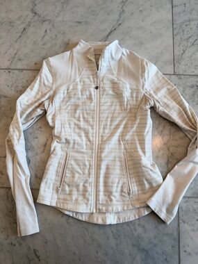 lululemon athletica White Striped Full-Zip define Jacket